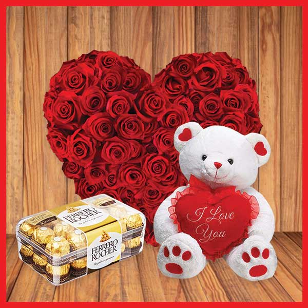 enveloped-in-love-heart-shape-arrangement-of-red-roses-ferro-rocher-teddy